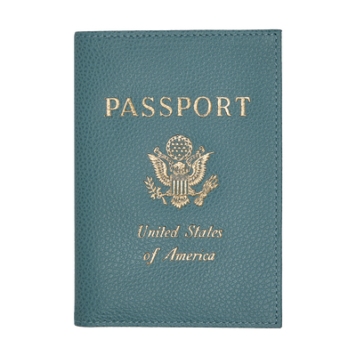 Le Foulonné Passport cover , Eucalyptus - Leather