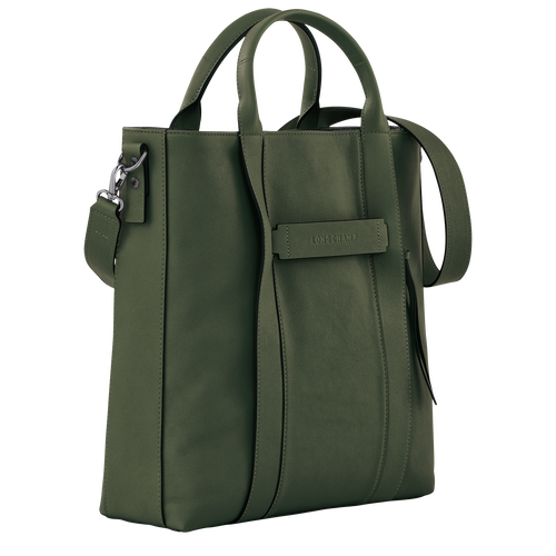 Shopping bag L Longchamp 3D , Pelle - Kaki - View 3 of  4
