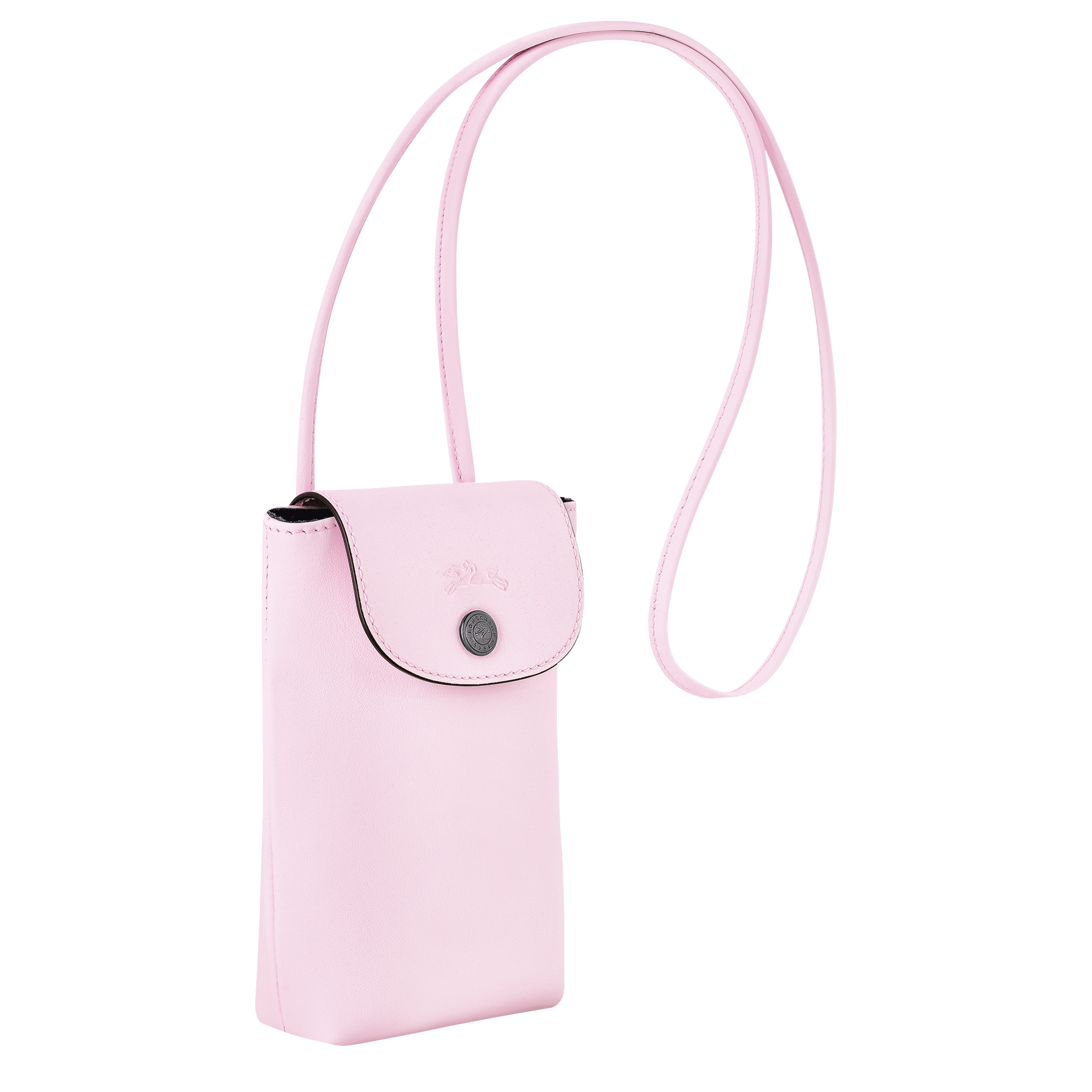 Le Pliage Xtra 裝飾皮革滾邊的手機殼, 玫瑰粉色