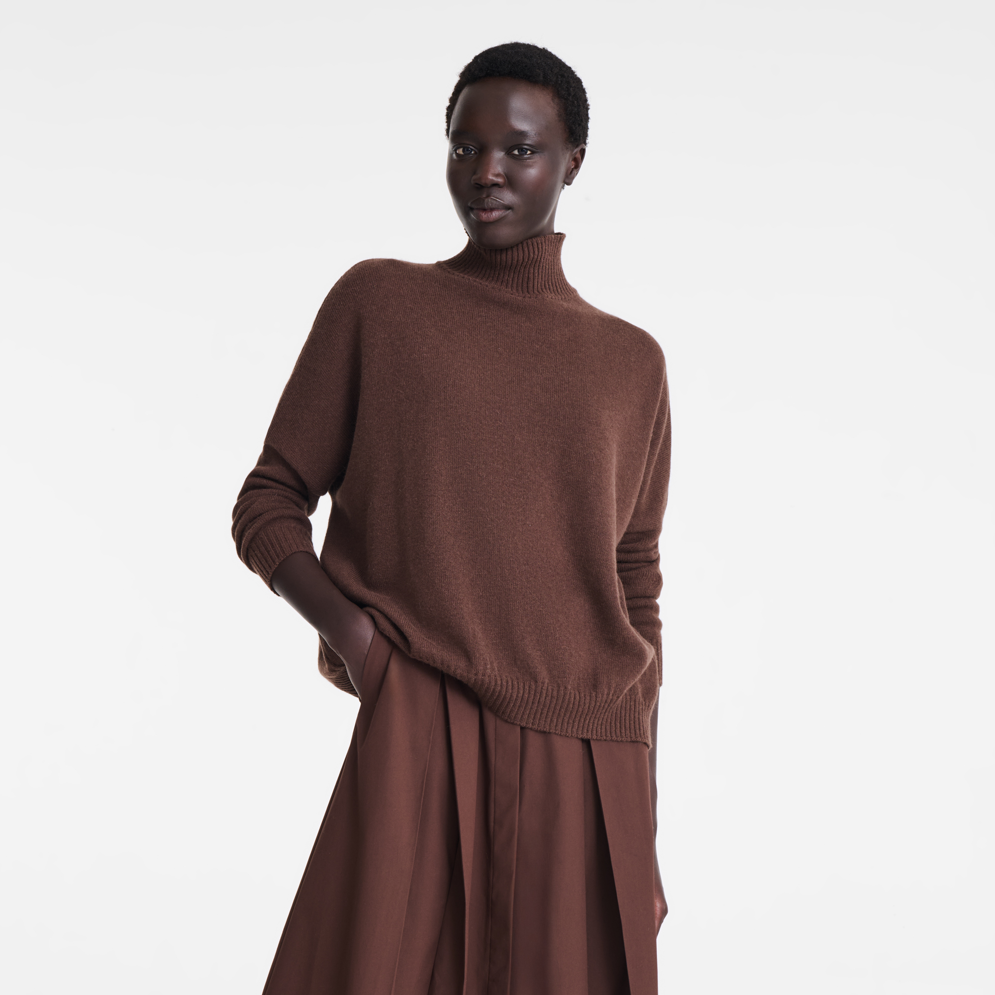 null High neck sweater, Coffee