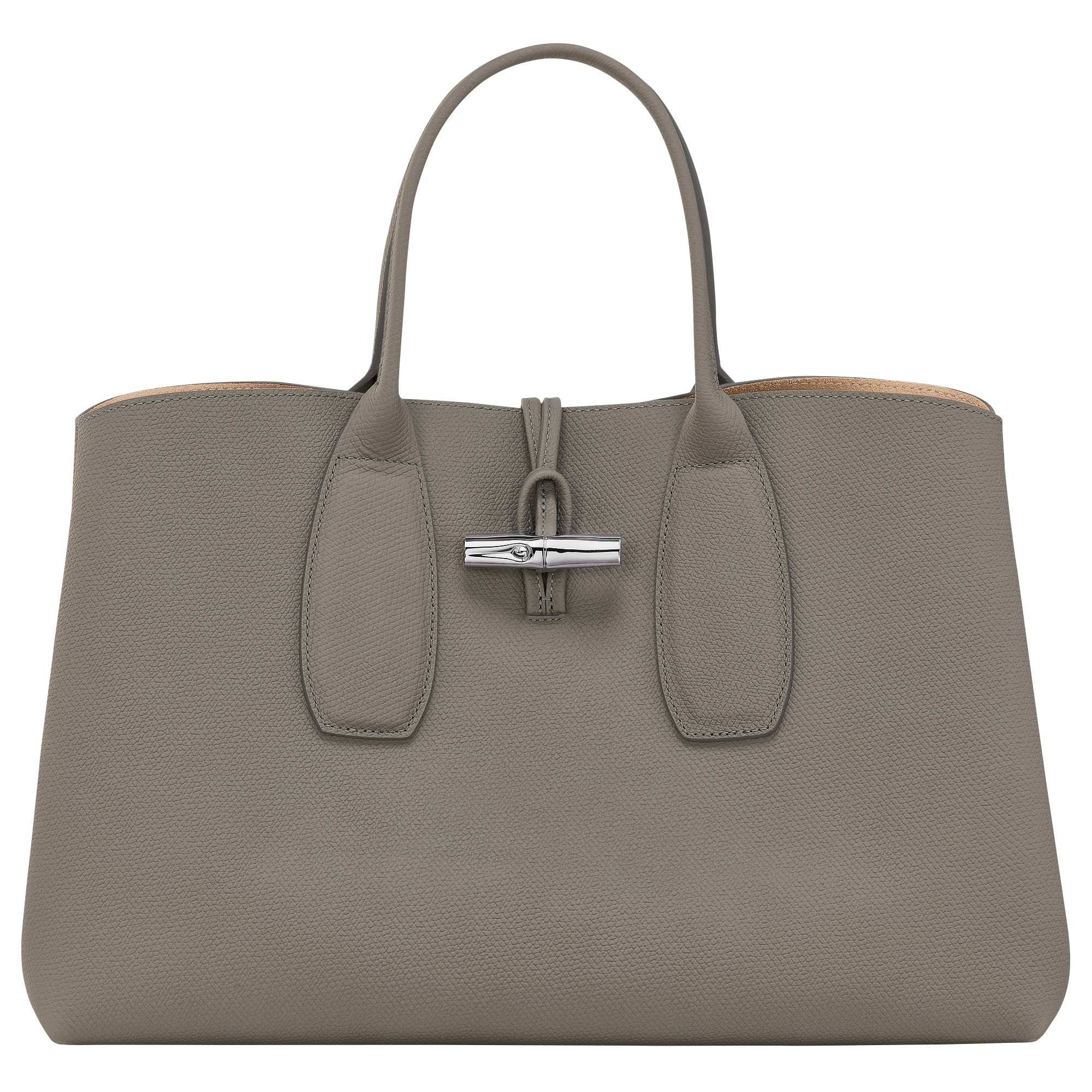 Longchamp Roseau Leather Tote Bag - Grey