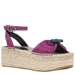 Roseau 楔形草編鞋 , 紫色 - 皮革