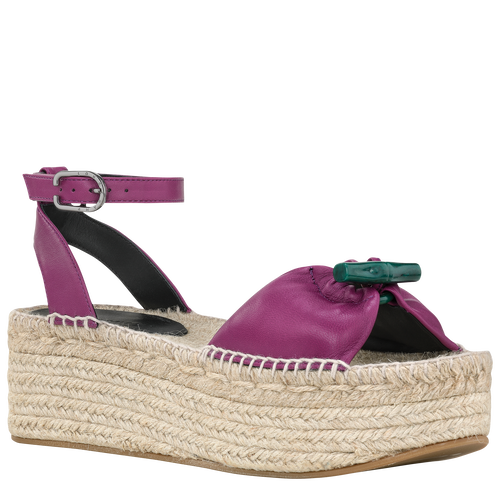 Roseau 楔形草編鞋 , 紫色 - 皮革 - 查看 2 3