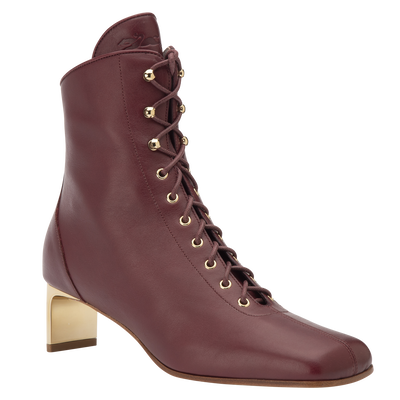 La Patineuse High heel low boots, Burgundy
