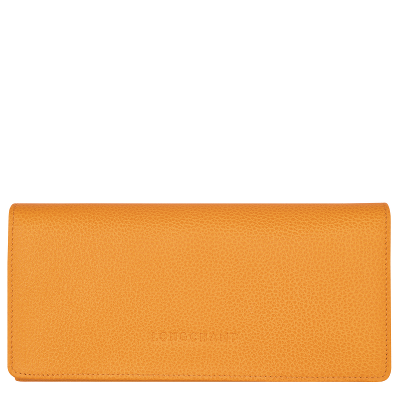 Le Foulonné Continental wallet Apricot Leather Longchamp US