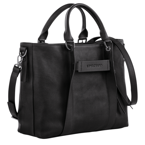 Longchamp 3D Tas met handgreep aan de bovenkant L , Zwart - Leder - Weergave 3 van  6