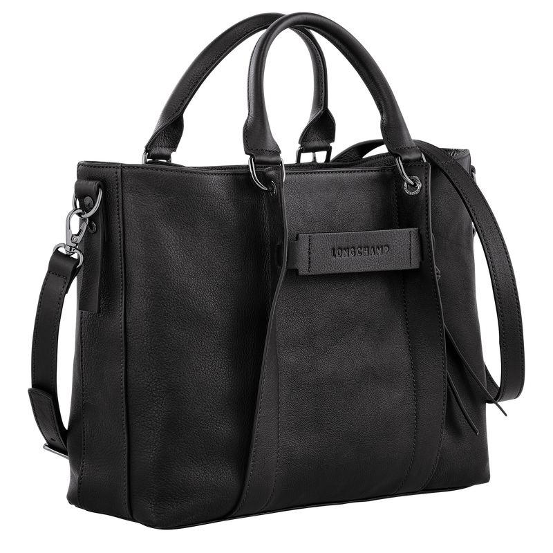 Longchamp 3D Tas met handgreep aan de bovenkant L , Zwart - Leder  - Weergave 3 van  6