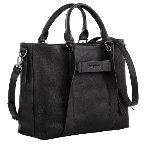 Longchamp 3D Tas met handgreep aan de bovenkant L , Zwart - Leder - Weergave 3 van  6