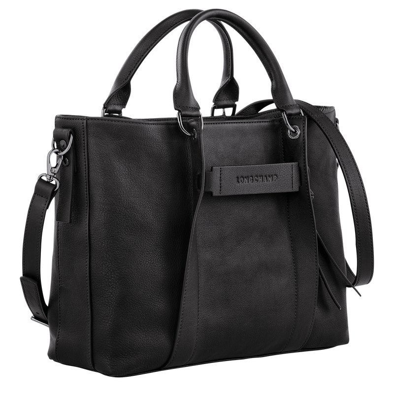 Longchamp 3D Tas met handgreep aan de bovenkant L , Zwart - Leder  - Weergave 3 van  6