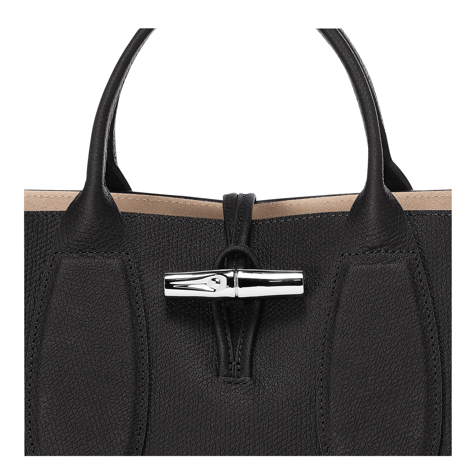 Sac main M Roseau Cuir Noir Longchamp FR