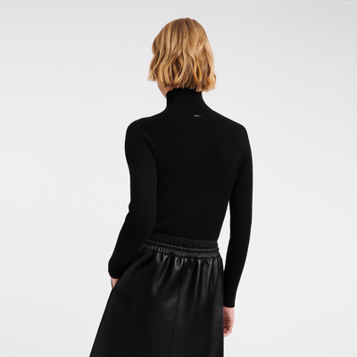 null High collar fitted jumper, Black