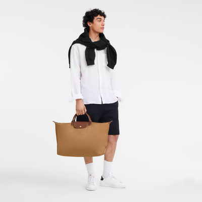 Le Pliage Original 旅行袋 L , Fawn - 再生帆布