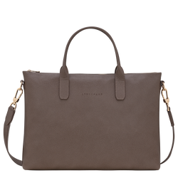Le Foulonn&eacute; S Briefcase , Taupe - Leather