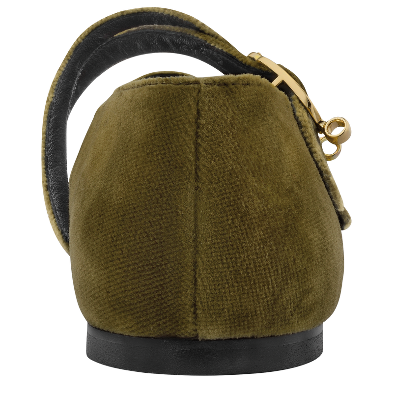 Ballerines Le Foulonn&eacute; , Cuir - Olive  - Vue 3 de 4