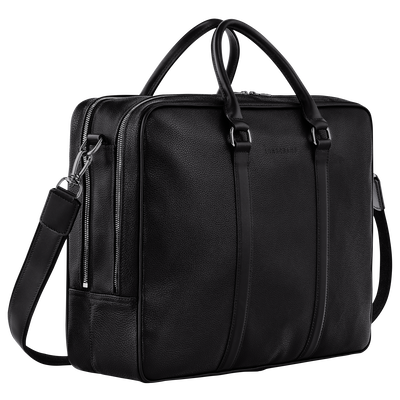 Le Foulonné L Briefcase Black - Leather | Longchamp US