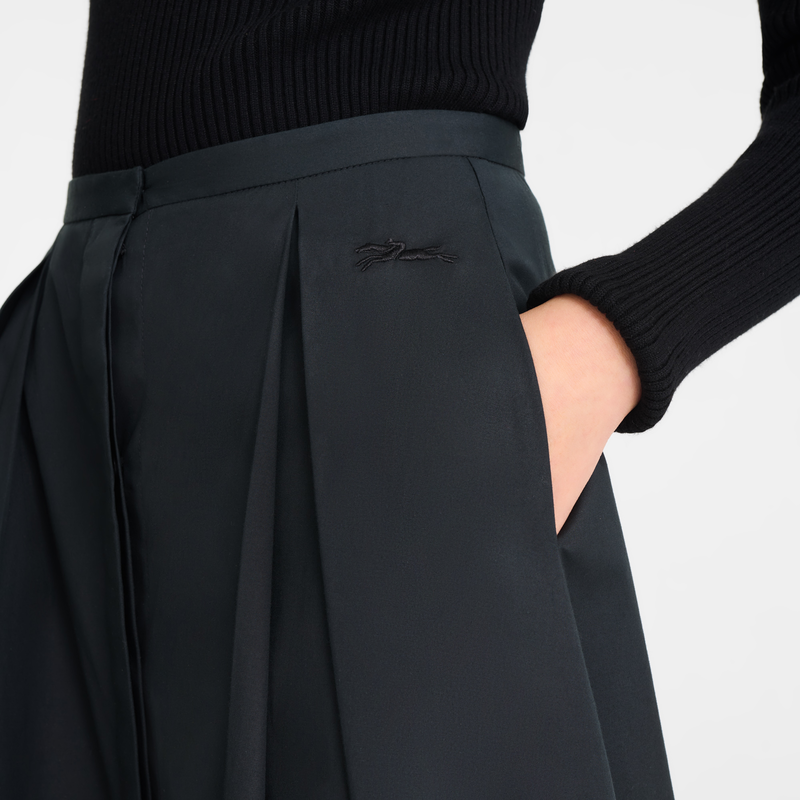 Falda midi , Popelina de algod&oacute;n - Negro  - Vista 5 de 5