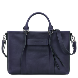 Longchamp 3D Tas met handgreep aan de bovenkant L , Bosbessenblauw - Leder