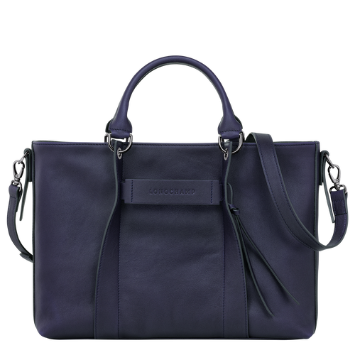 Longchamp 3D Tas met handgreep aan de bovenkant L , Bosbessenblauw - Leder - Weergave 1 van  5