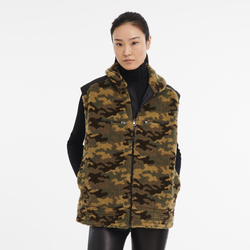 Sleeveless cardigan , Khaki - Fleece