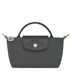 Le Pliage Green Pouch with handle , Graphite - Recycled canvas