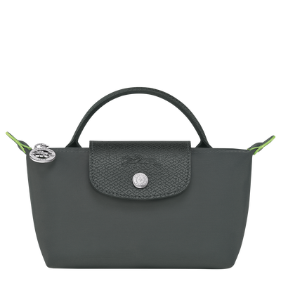 Le Pliage Green Pouch with handle , Graphite - Recycled canvas