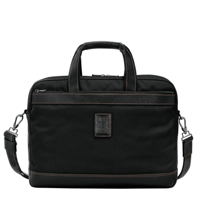 Boxford L Briefcase , Black - Recycled canvas
