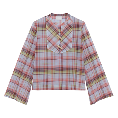 Camisa , Voile de algod&oacute;n a cuadros - Azul Claro