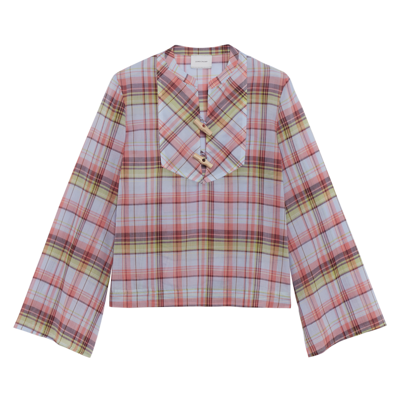 Camicia , Voile di cotone a quadri - Cielo  - View 1 of  2