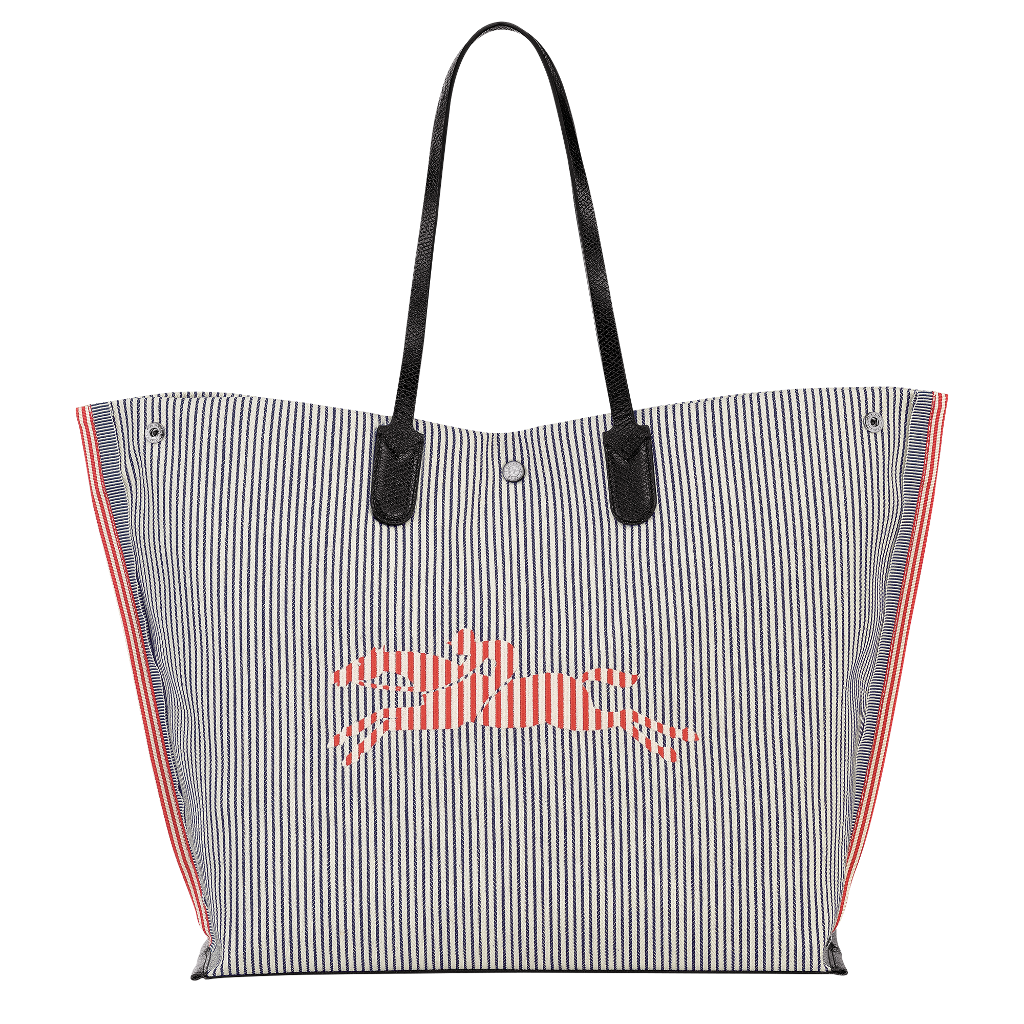 Bolso shopper XL Roseau Essential Rayé Azul marino (10120HAG006) | Longchamp  EN