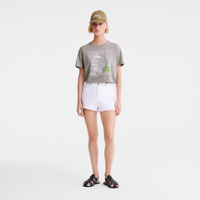Shorts , White - Gabardine