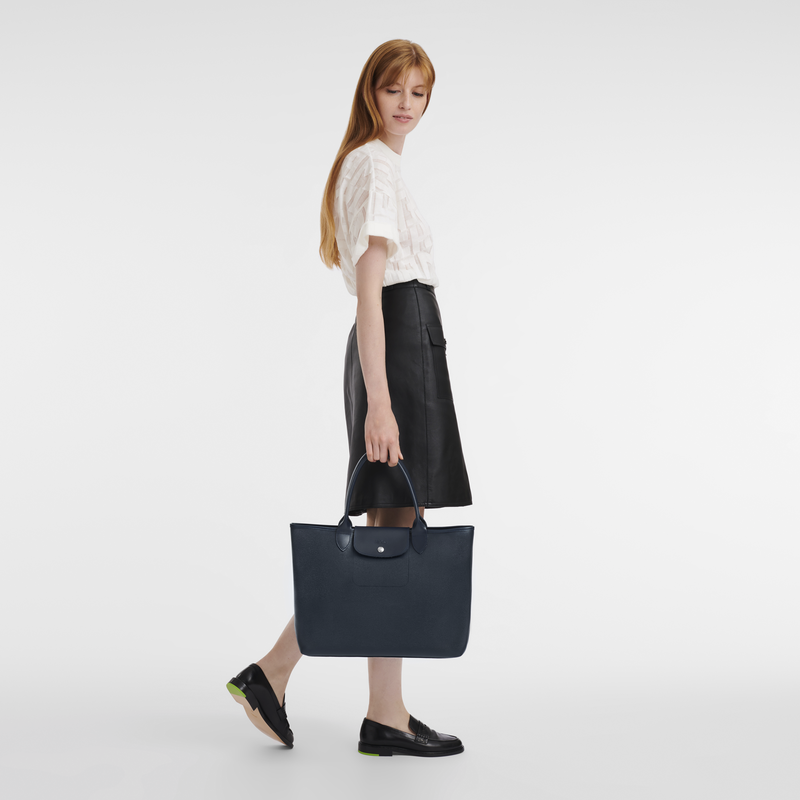 Le Pliage City L Tote bag Navy - Canvas (10182HYQ556) | Longchamp US