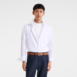 Le Foulonn&eacute; Men's belt , Caramel/Navy - Leather