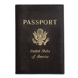 Le Foulonné Passport cover , Black - Leather