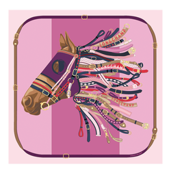 Tête de cheval Silk scarf 90 , Violet - Silk