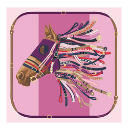 Tête de cheval Silk scarf 90 , Violet - OTHER