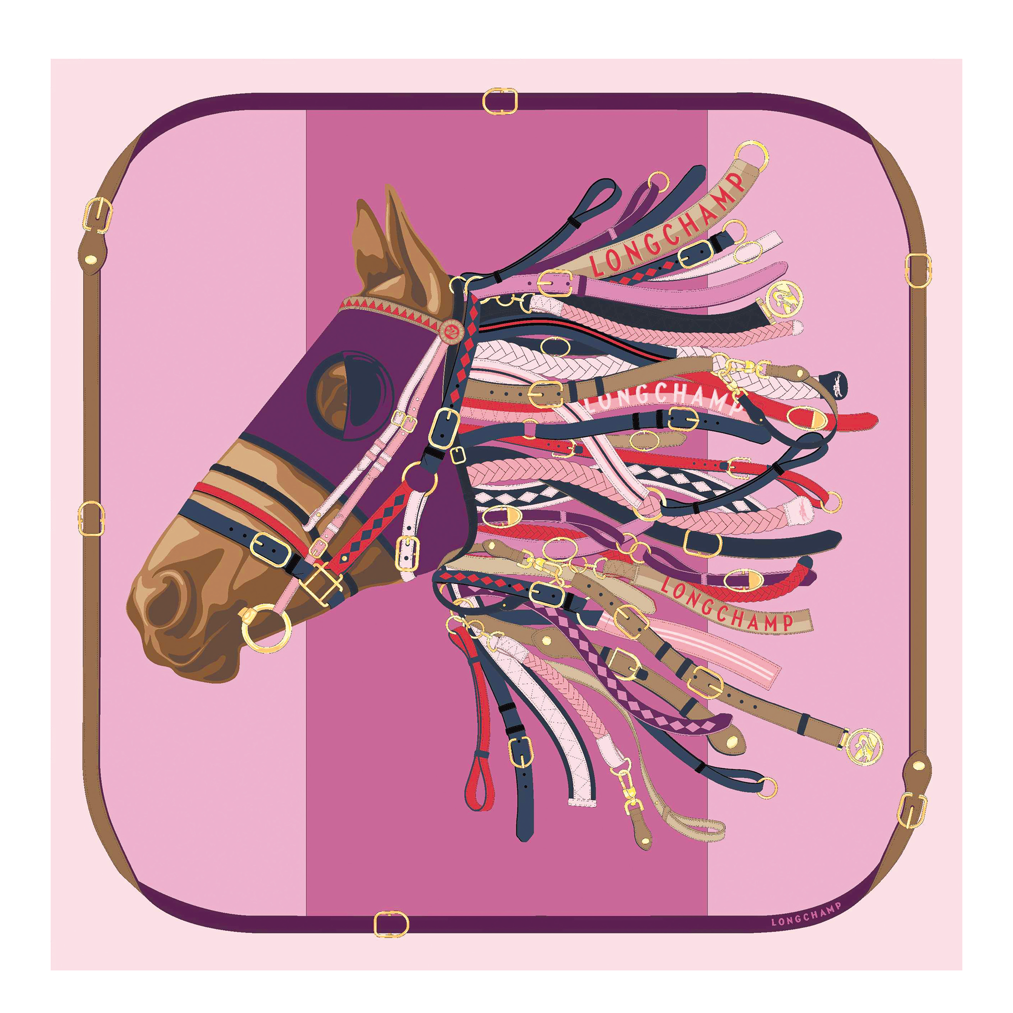 Tête de cheval Zijden sjaal 90, Violet