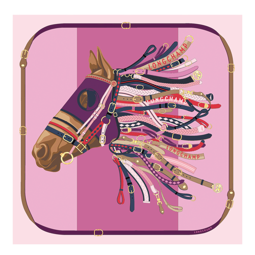 Carré de soie 90 Tête de cheval , Soie - Violette - Vue 1 de 2