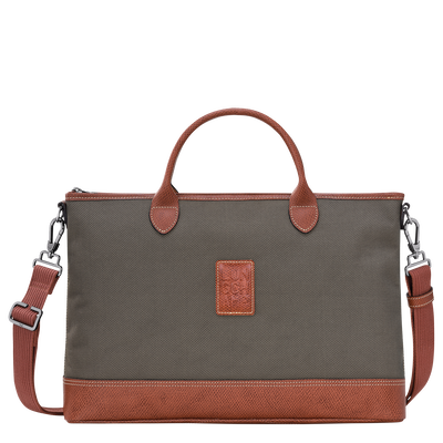 Boxford S Briefcase Brown - Recycled canvas | Longchamp US