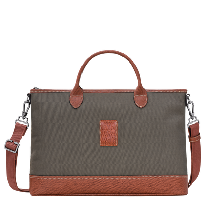 Boxford S Briefcase , Brown - Recycled canvas