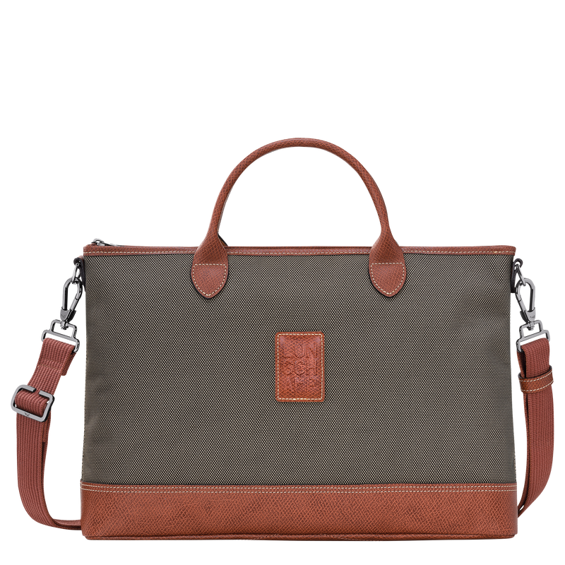 Boxford S Briefcase , Brown - Recycled canvas  - View 1 of  4