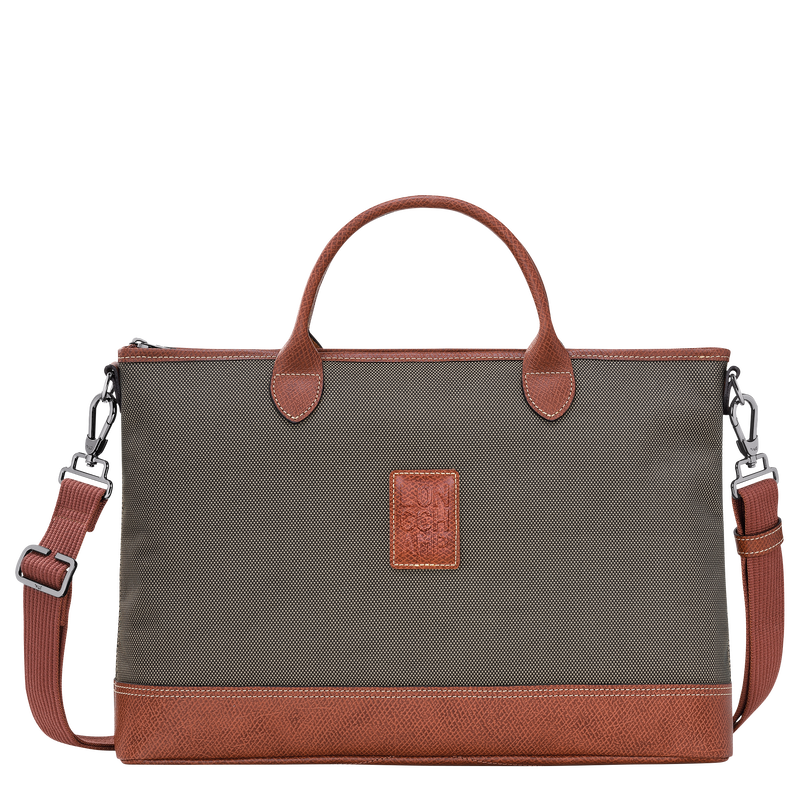 Boxford S Briefcase , Brown - Recycled canvas  - View 1 of 4