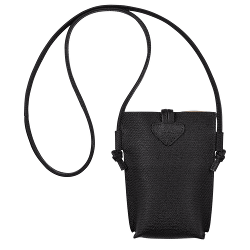 Pochette téléphone avec cordon Roseau , Cuir - Noir - Vue 4 de 6