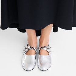 Le Foulonn&eacute; Ballerinas , Silver - Leather