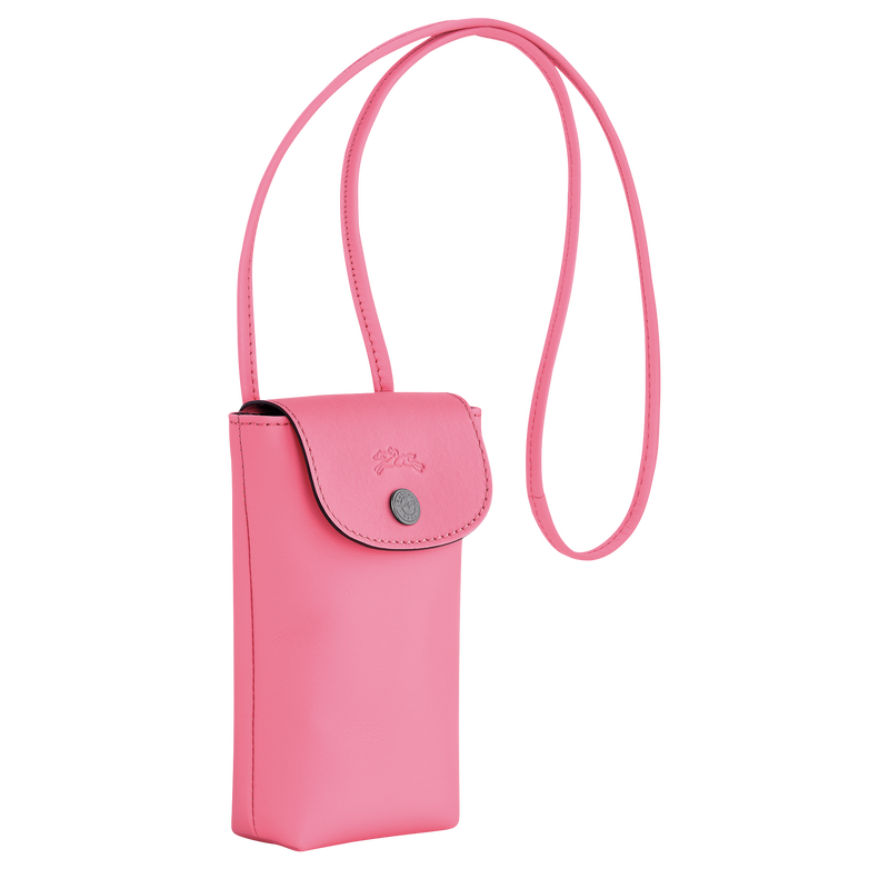 Mobiltelefon-Etui mit Lederbändchen Le Pliage Xtra , Leder - Pink  - Ansicht 3 von 4