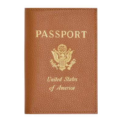 Le Foulonn&eacute; Passport cover , Caramel - Leather