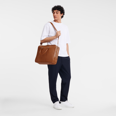 Le Foulonné Briefcase L, Caramel