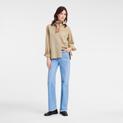 null Straight leather shirt, Linen