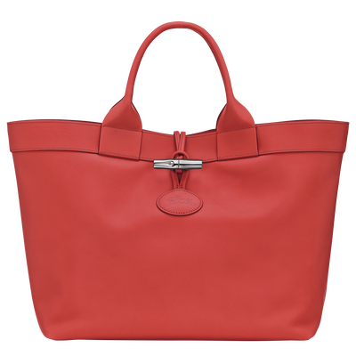 Sac cabas L Le Roseau , Cuir - Rouge
