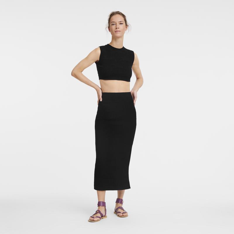 Midi skirt , Black - Knit  - View 3 of 5