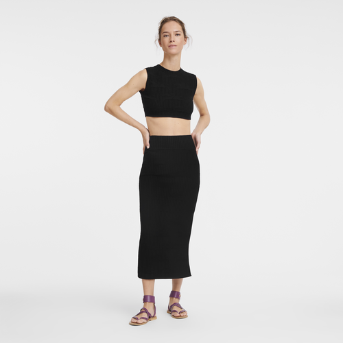 Midi skirt , Black - Knit - View 3 of  5